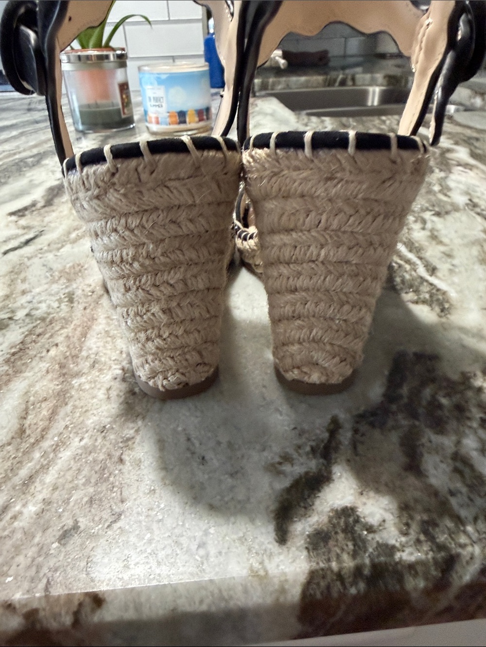 Marc Fisher Black Scalloped Suede Espadrille Wedges - Picture 3 of 10